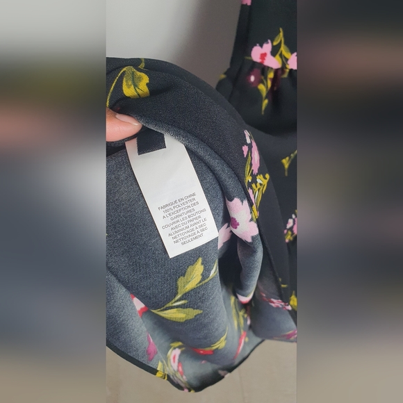 Kate Spade In Bloom Smocked Waist Black Floral Knee Length Dress Womens Size XXS - Picture 10 of 12